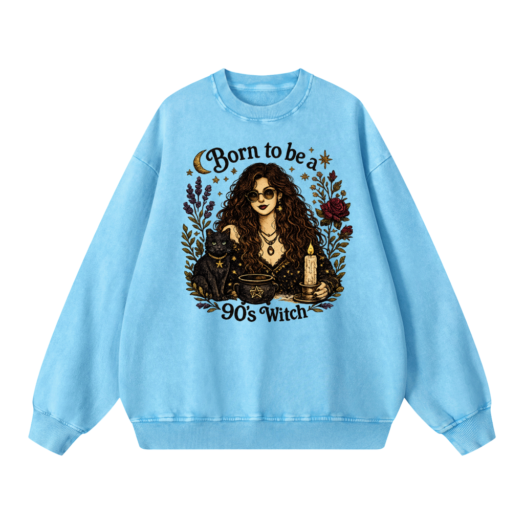 Born to be a 90's Witch Printed Oversized Sweatshirt