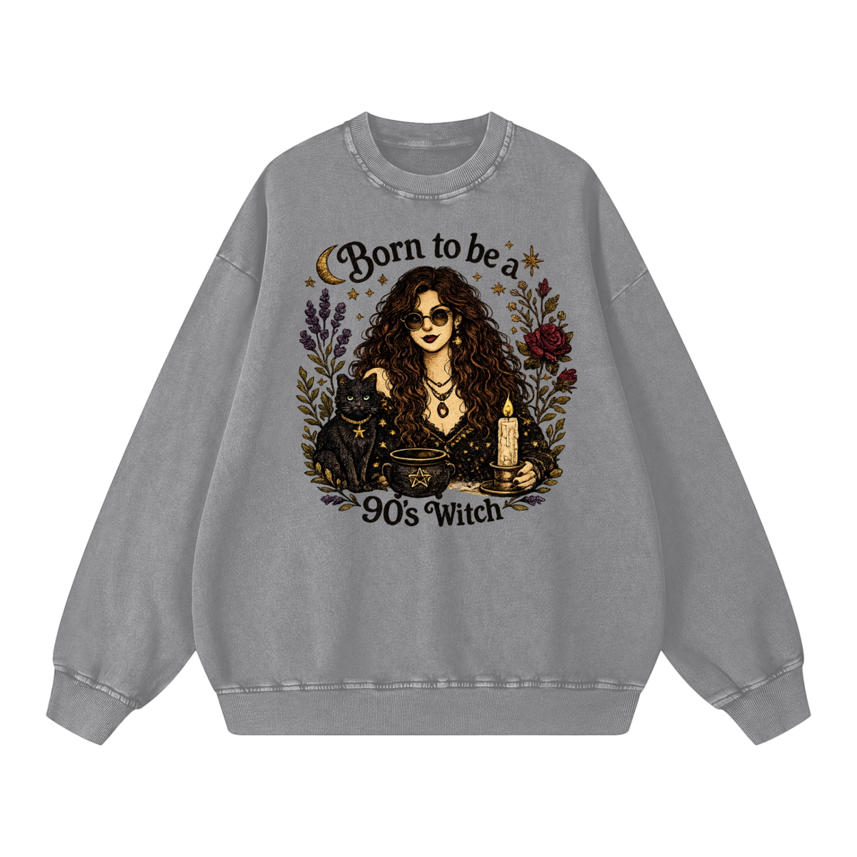 Born to be a 90's Witch Printed Oversized Sweatshirt