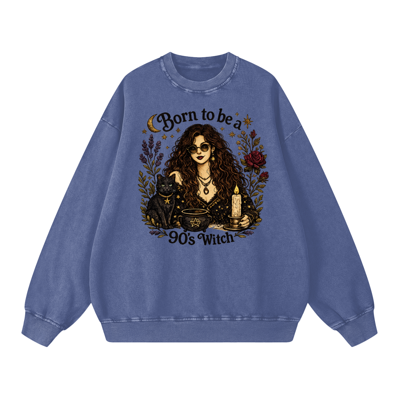 Born to be a 90's Witch Printed Oversized Sweatshirt