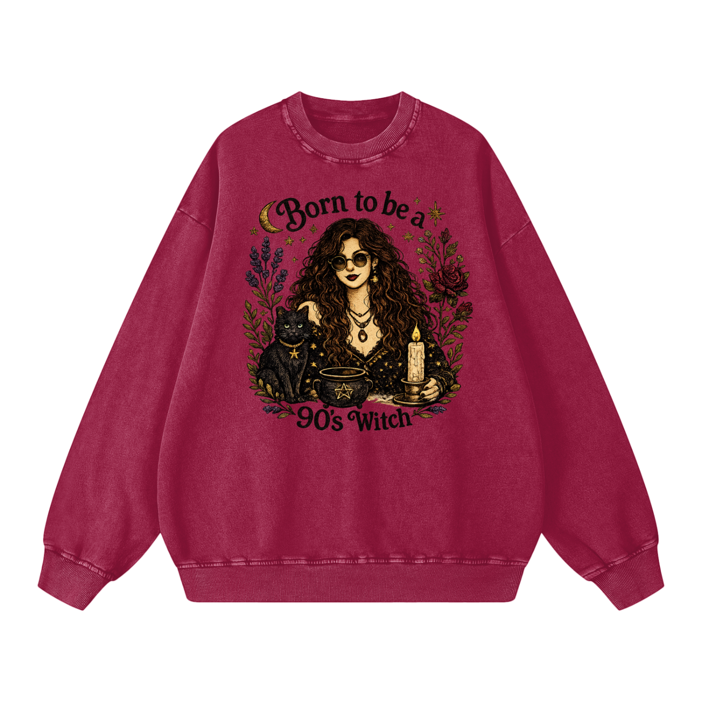 Born to be a 90's Witch Printed Oversized Sweatshirt