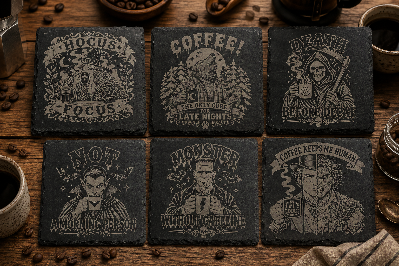 Monster Coffee Slate Coasters