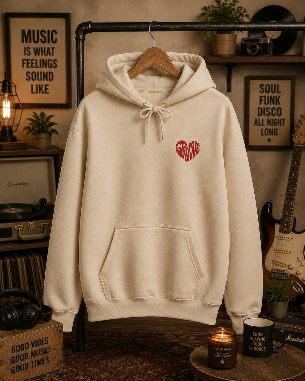 Groove is in the Heart Embroidered Hoodie