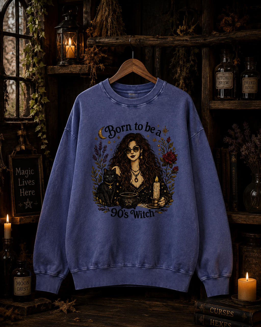 Born to be a 90's Witch Printed Oversized Sweatshirt