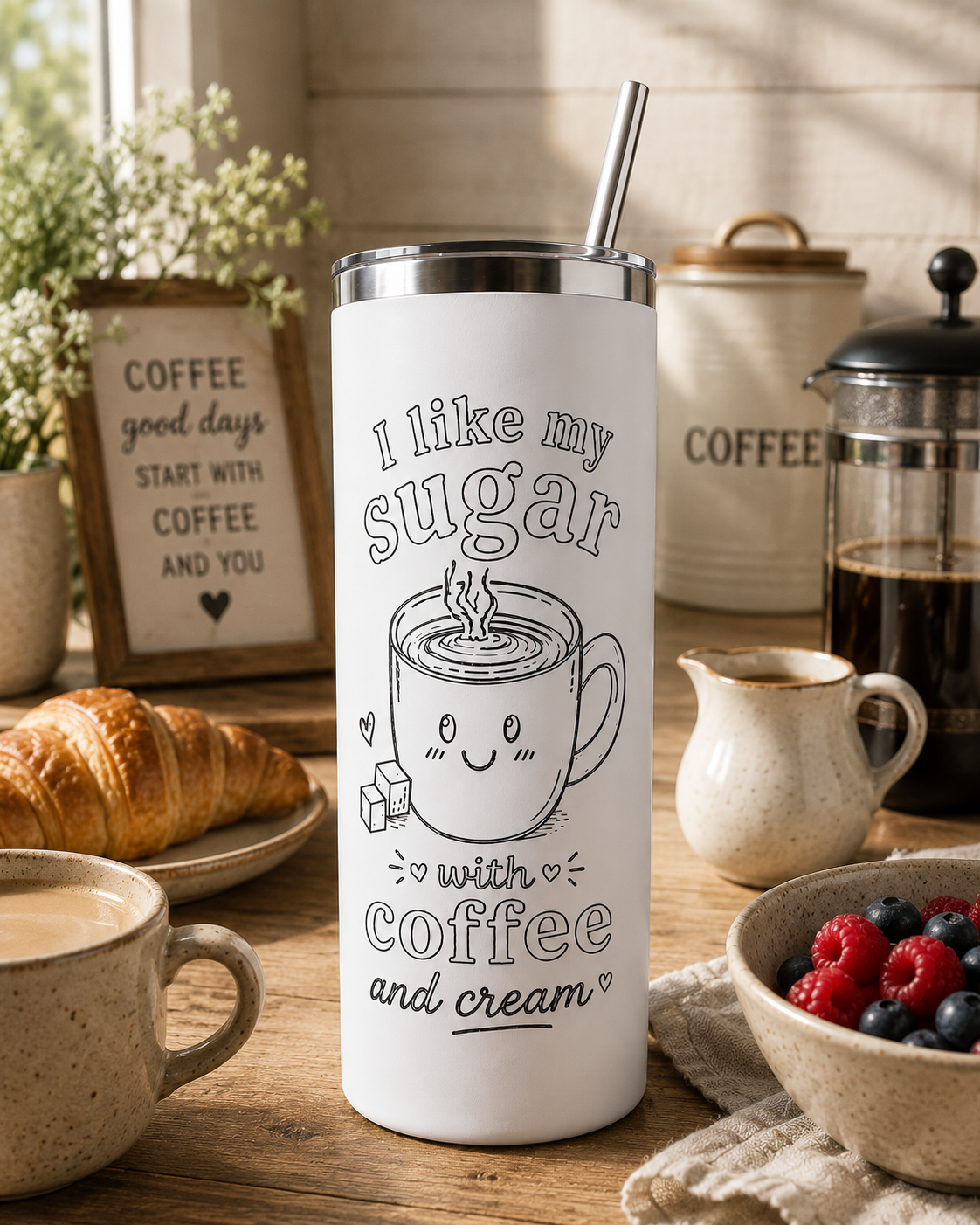 I Like My Sugar With Coffee &amp; Cream” 20oz tumbler