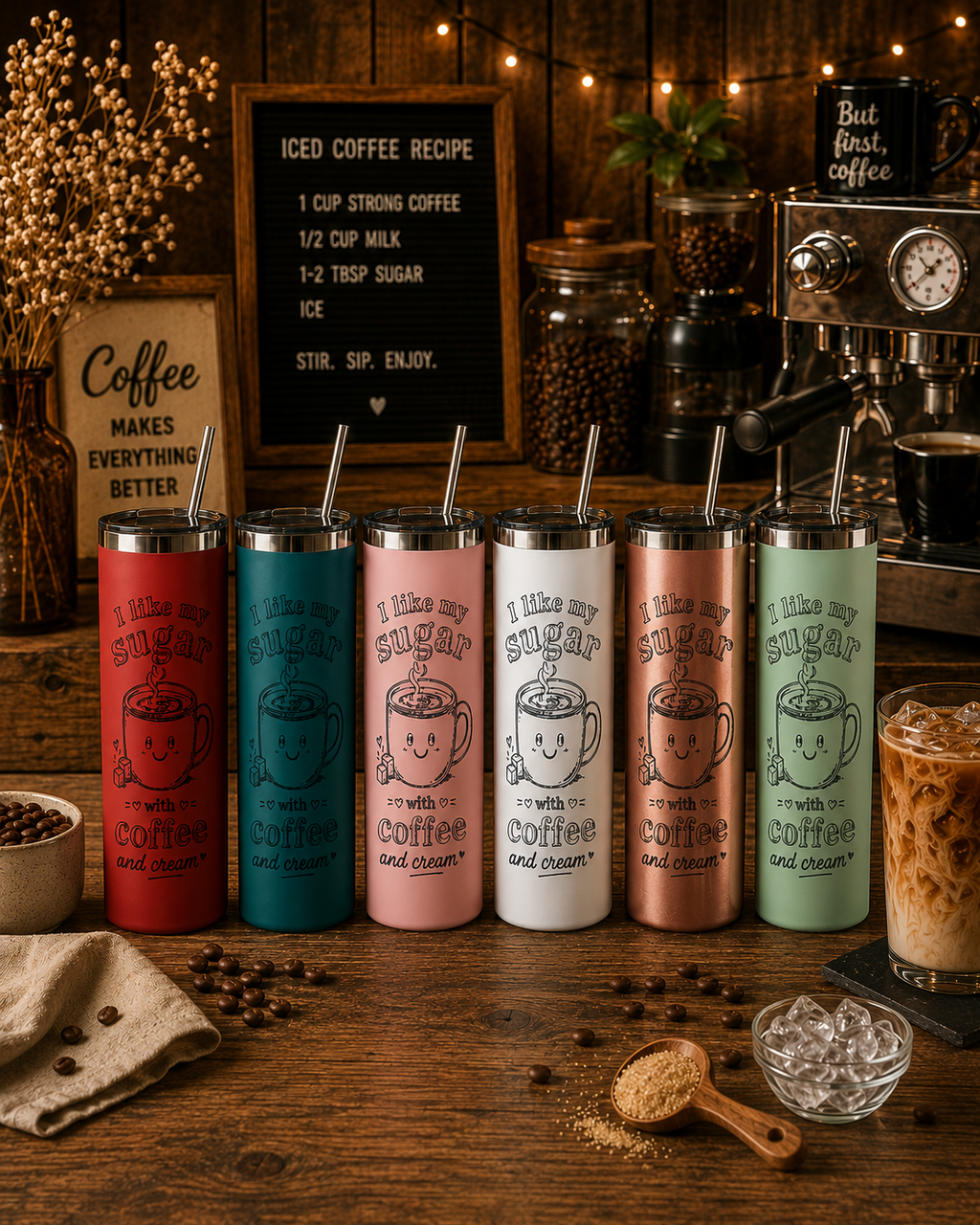 I Like My Sugar With Coffee &amp; Cream” 20oz tumbler