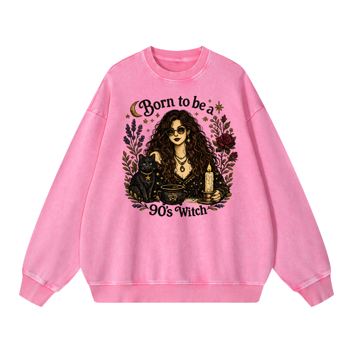 Born to be a 90's Witch Printed Oversized Sweatshirt
