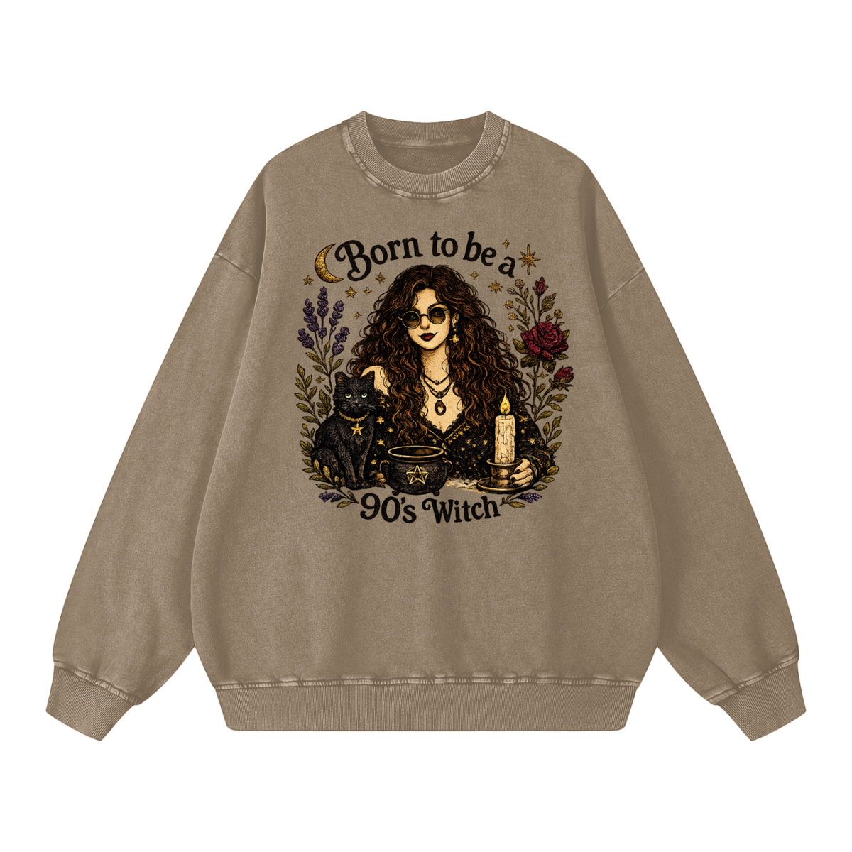 Born to be a 90's Witch Printed Oversized Sweatshirt