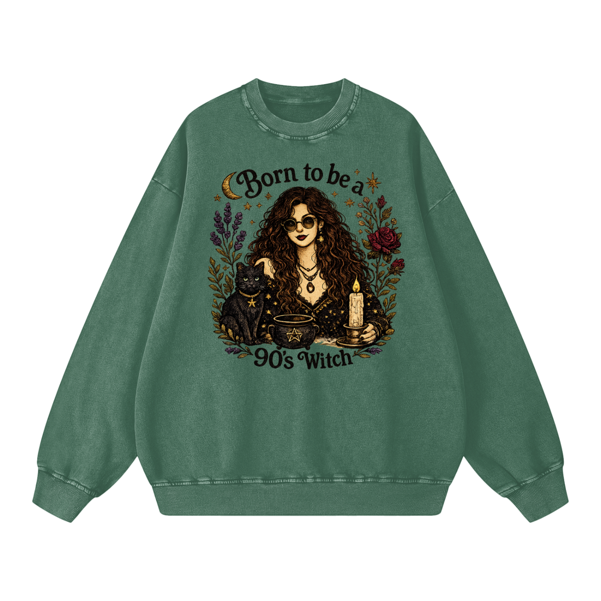 Born to be a 90's Witch Printed Oversized Sweatshirt
